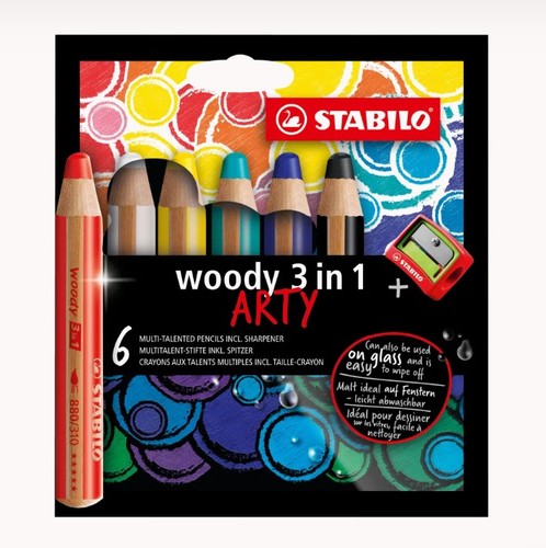 סט 6 עפרונות צבעוניים WOODY 3 IN 1