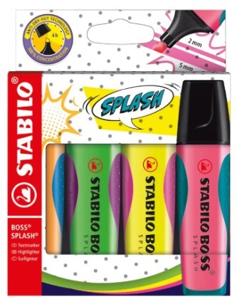 סט 4 טושי הדגשה זוהרים STABILO BOSS SPLASH 
