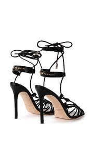 Leather pin sandals ; Material, genuine leather