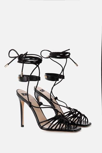 Leather pin sandals ; Material, genuine leather