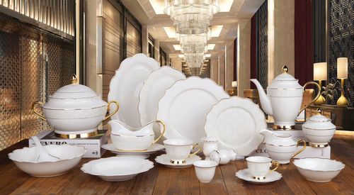 מערכת אוכל 128 חלקים פסי תחרה 034228 Y.C