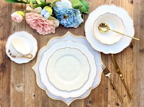 מערכת אוכל 128 חלקים פסי תחרה 034228 Y.C