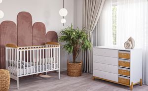 חדר לתינוק - אמסטרדם שידה 120 ס"מ טריקה שקטה ומיטה עם מגיני אנטיבייט