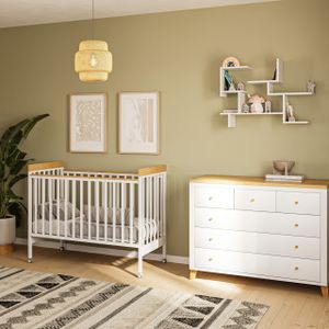 חדר לתינוק - טוקיו שידה 120 ס"מ טריקה שקטה ומיטה עם מגיני אנטיבייט