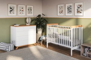 חדר לתינוק - טד שידה 120 ס"מ טריקה שקטה ומיטה עם מגיני אנטיבייט