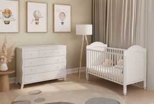 חדר לתינוק - תמר שידה 120 ס"מ טריקה שקטה ומיטת תינוק 2 ב 1 עם קיט מיטת מעבר כלול