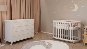 חדר לתינוק - דיבון שידה 120 ס"מ טריקה שקטה ועריסה הופכת למיטת תינוק ומעבר 3 ב 1 רקפת