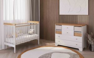 חדר לתינוק - מיקונוס שידה 120 ס"מ טריקה שקטה ומיטה עם מגיני אנטיבייט