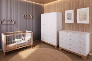 חדר לתינוק - נגב שידה 120 ס"מ טריקה שקטה ומיטת תינוק 2 ב 1 עם מוטות מיטה שקופים וקיט מיטת מעבר