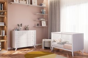 חדר לתינוק - איביזה שידה 120 ס"מ טריקה שקטה ומיטת תינוק