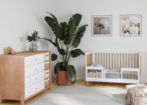 חדר לתינוק - אורבינו שידה 120 ס"מ טריקה שקטה ומיטת תינוק 2 ב 1 עם קיט מיטת מעבר כלול