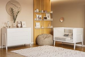 חדר לתינוק - ורונה שידה 120 ס"מ טריקה שקטה ומיטת תינוק 2 ב 1 עם קיט מיטת מעבר כלול