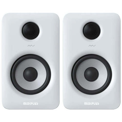 זוג מוניטורים בצבע לבן עם MIDIPLUS MIDIP-MI5-V2-W BLUTOOTH