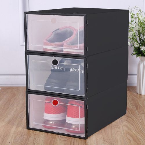 סט קופסאות נעליים מודולריות שחור / לבן מעורב 6 שחור + 4 לבן + (בחינם 2 פגומים בצבע לבן)