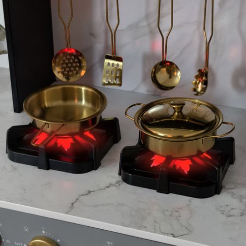 מטבח גדול לילדים עם מקרר, מכונת כביסה, כיור, מכונת קרח וכיריים אורות וצלילים ו 17 אביזרים - רפאל