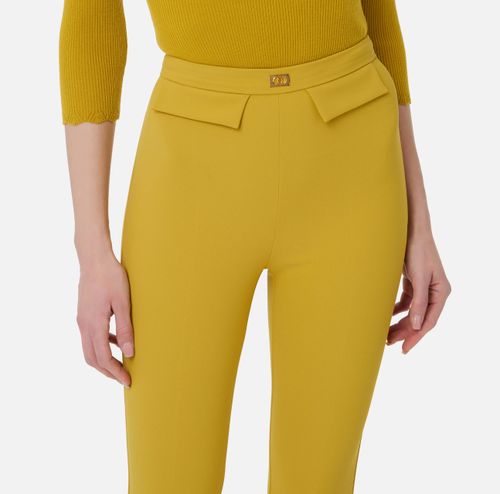 Crêpe slim-fit trousers with logo plaque