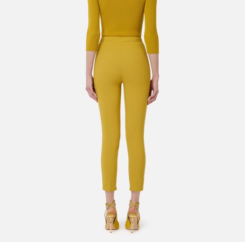 Crêpe slim-fit trousers with logo plaque