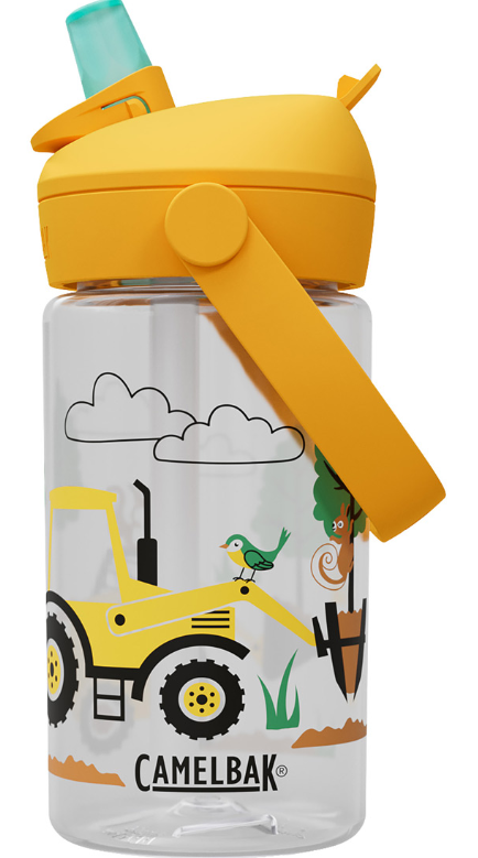 בקבוק שתייה לילדים Thrive Flip Straw 400ml צהוב/לבן/טרקטורים - Camlback