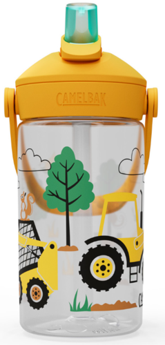 בקבוק שתייה לילדים Thrive Flip Straw 400ml צהוב/לבן/טרקטורים - Camlback 