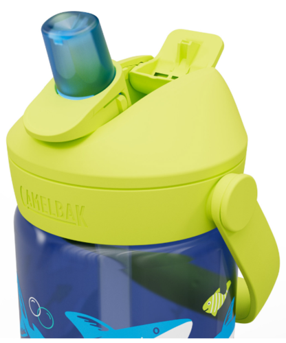 בקבוק שתייה לילדים Thrive Flip Straw 400ml כחול כהה/צהוב/כרישים ודגים - Camlback 