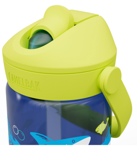 בקבוק שתייה לילדים Thrive Flip Straw 400ml כחול כהה/צהוב/כרישים ודגים - Camlback 