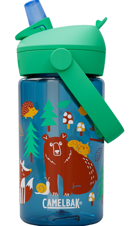 בקבוק שתייה לילדים Thrive Flip Straw 400ml כחול/ירוק/חיות יער - Camlback