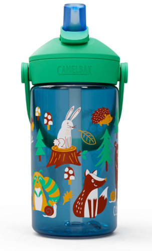 בקבוק שתייה לילדים Thrive Flip Straw 400ml כחול/ירוק/חיות יער - Camlback 
