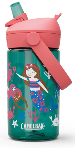 בקבוק שתייה לילדים Thrive Flip Straw 400ml ירוק/ורוד/בתולות ים- Camlback 