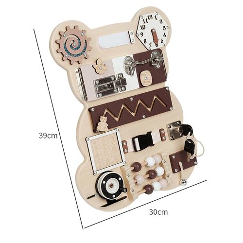 לוח פעילות מונטסורי מעץ ביזי בורד עם שלל הפעלות - דב