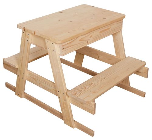 שולחן פיקניק מעץ לילדים 3 ב 1 עם לוח גיר ושולחן חול