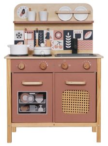 מטבח משחק לילדים בעיצוב כפרי עם תנור, כיור וכיריים - אופיר