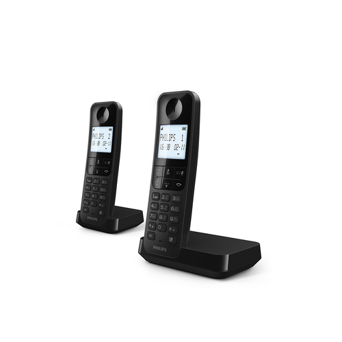 טלפון אלחוטי 2 שלוחות בעברית Philips D2702B/25 פיליפס  