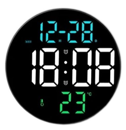 שעון קיר דיגיטלי חשמלי צבעוני עם שלט  8010