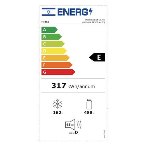 מקרר מקפיא עליון 650 ליטר Midea MDRT866FGL46 נירו' מוברשת