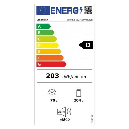 מקרר אינטגרלי מקפיא תחתון 273 ליטר Liebherr ICBNSD 5623