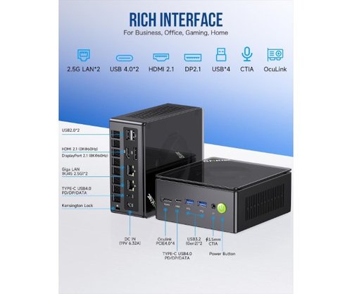 מחשב נייח מיני גיימינג מחשב נייח קטן GMK K8 Tec Plus AMD 8845HS 32GB DDR5 1TB WIN11PRO Wifi Bluetooth שלוש שנים אחריות רשמית