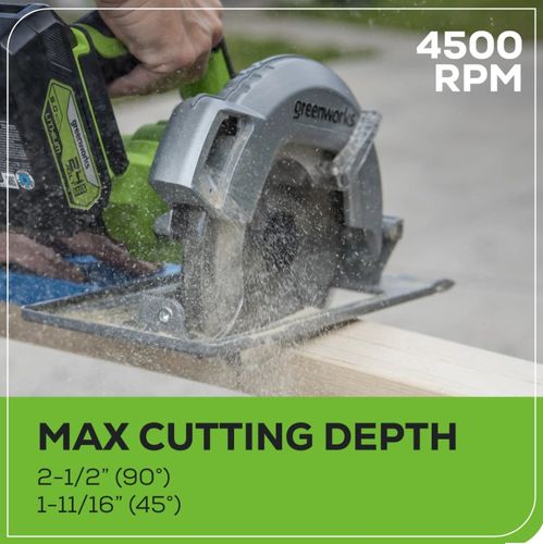 מסור עגול GREENWORKS 24V מקצועי עם מנוע Brushless, להב 185 מ