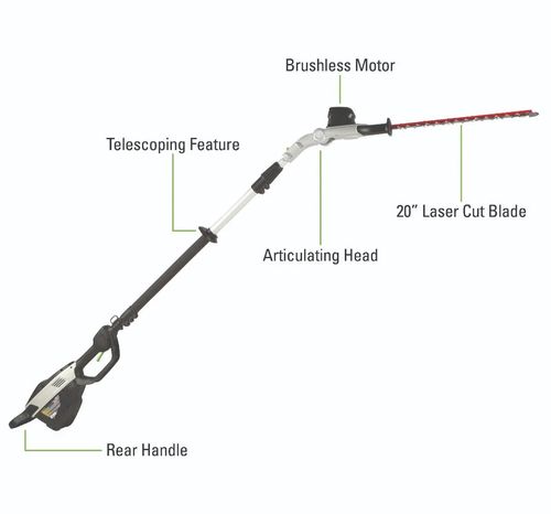 מגזמת גובה טלסקופית GREENWORKS 80V PRO דגם 99567 עם להבים כפולים באורך 508 מ