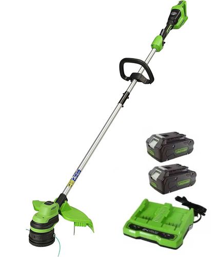 חרמש נטען Greenworks 48V Brushless עם ראש מתכוונן, מוט טלסקופי וסוללות 5 אמפר
