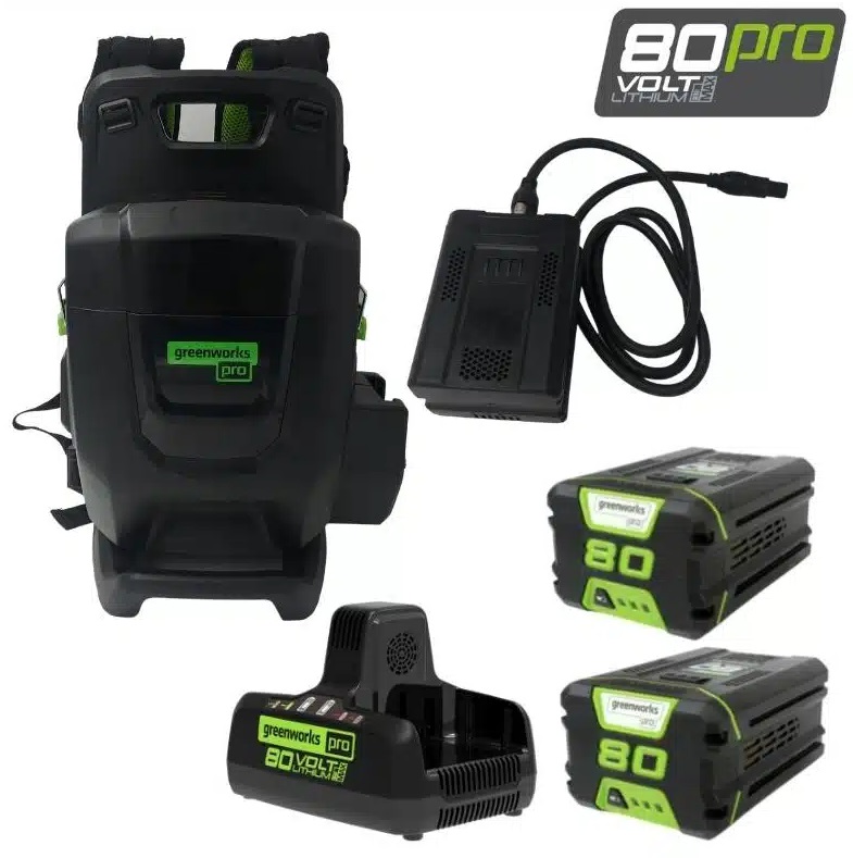 יחידת כח נישאת 80V PRO + שתי סוללות 4 אמפר ומטען כפול GREENWORKS 99782