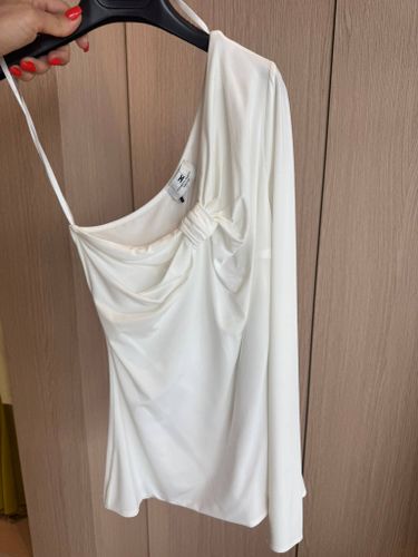 One-shoulder top in lightweight jersey fabric WHITE