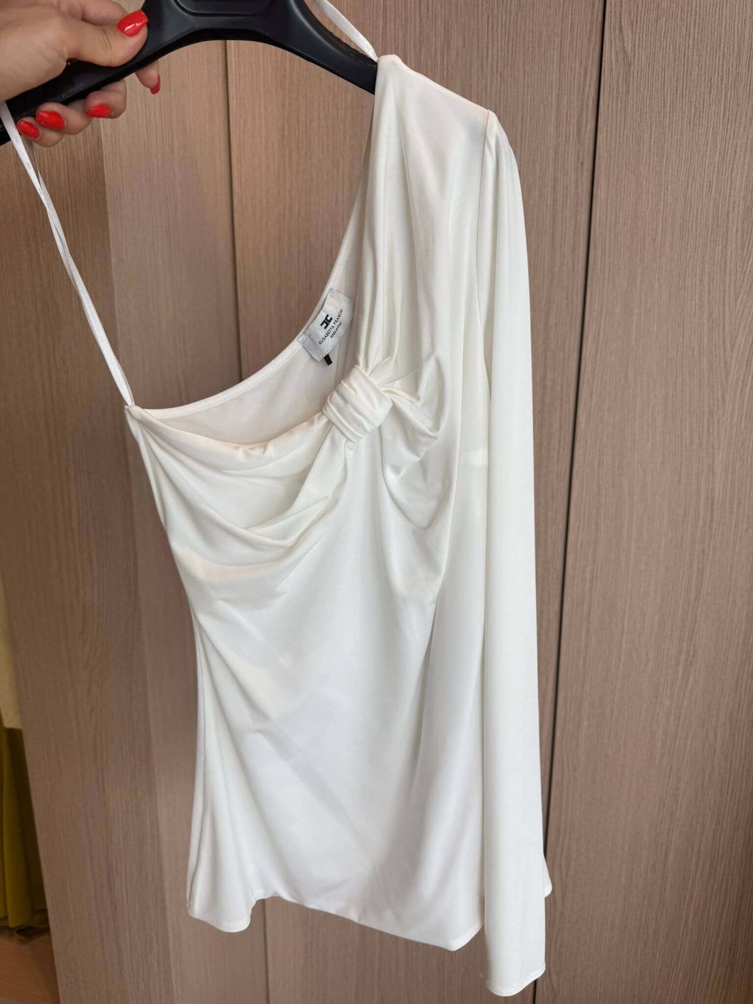 One-shoulder top in lightweight jersey fabric WHITE