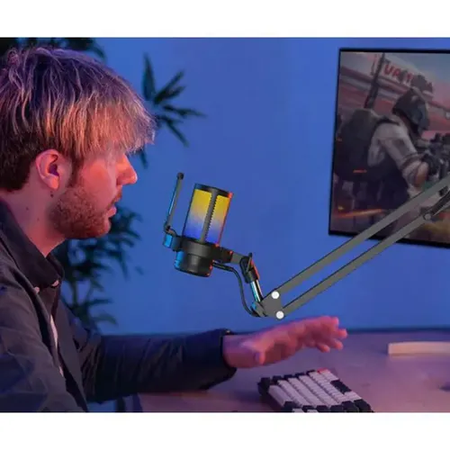 מיקרופון לגיימינג בחיבור USB למחשב עם ביטול רעשים ותאורה RGB דגם MAONO DM20