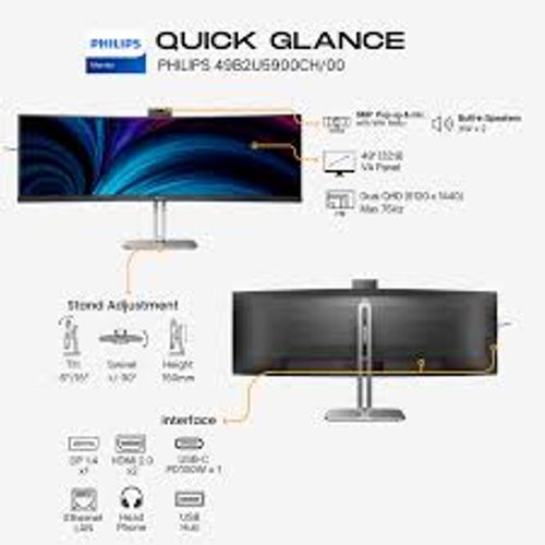 מסך מחשב קעור 48.8 אינץ PhilIps SuperWide 49B2U5900CH