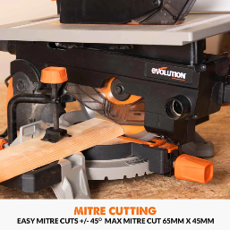 מסור גרונג/שולחן 1,500W להב TCT ‏210 מ״מ – EVOLUTION R210MTS
