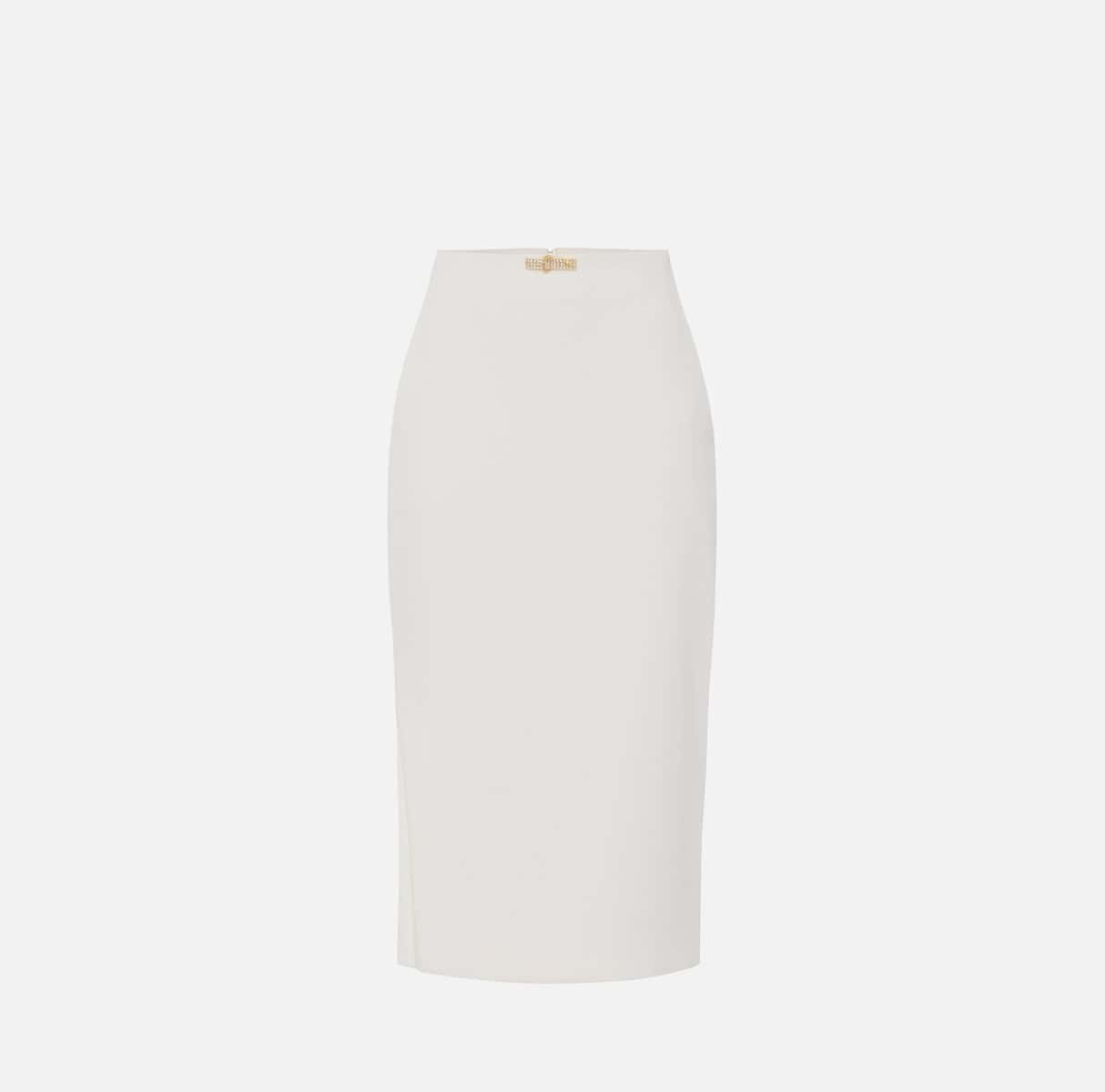 Skirt in lightweight double-layer crêpe fabric with jewel detail