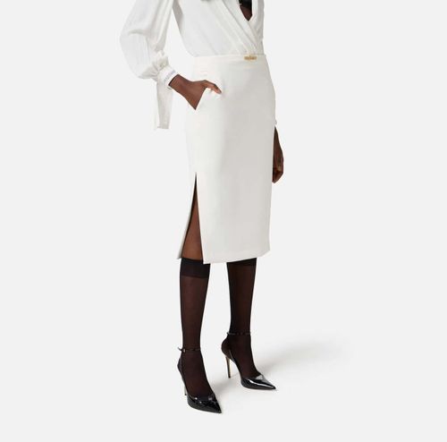 Skirt in lightweight double-layer crêpe fabric with jewel detail