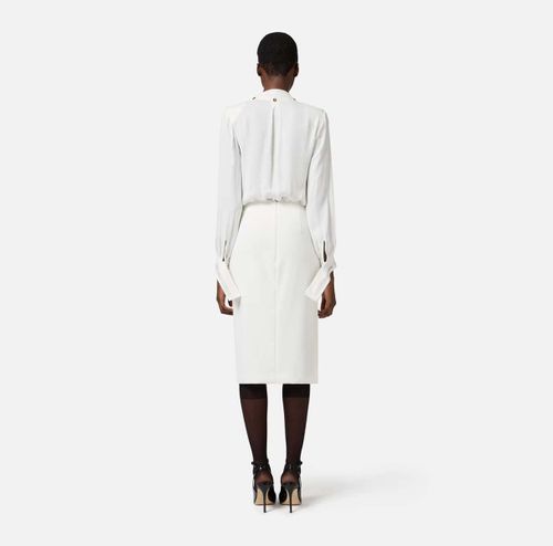 Skirt in lightweight double-layer crêpe fabric with jewel detail