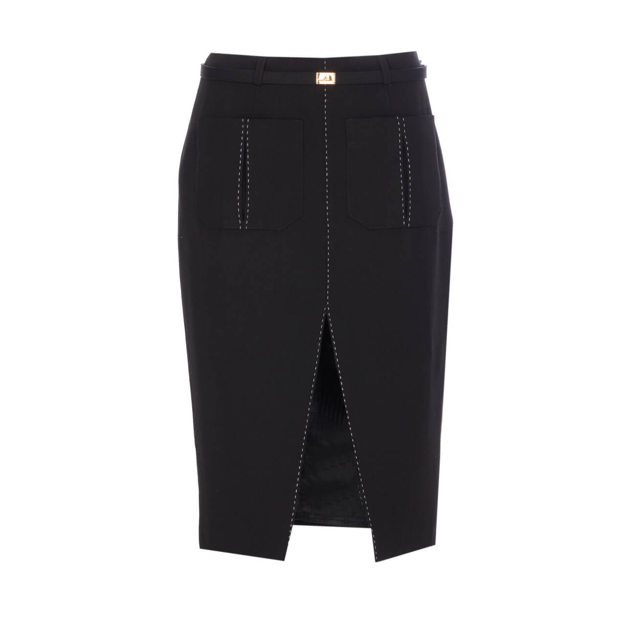 Cool wool skirt with contrasting topstitching