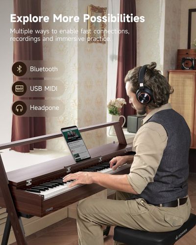 פסנתר חשמלי רהיט OURA™ R300 בצבע Walnut wood מבית DONNER